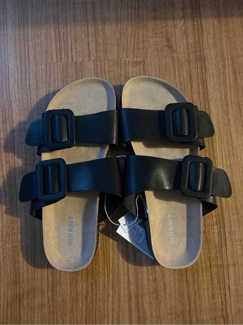 Old Navy Black Double-Strap Buckle Slides
